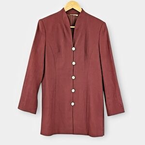 Vintage Women Minimalist Linen Lagom Jacket Blazer Size 12 Lagenlook Fall Career
